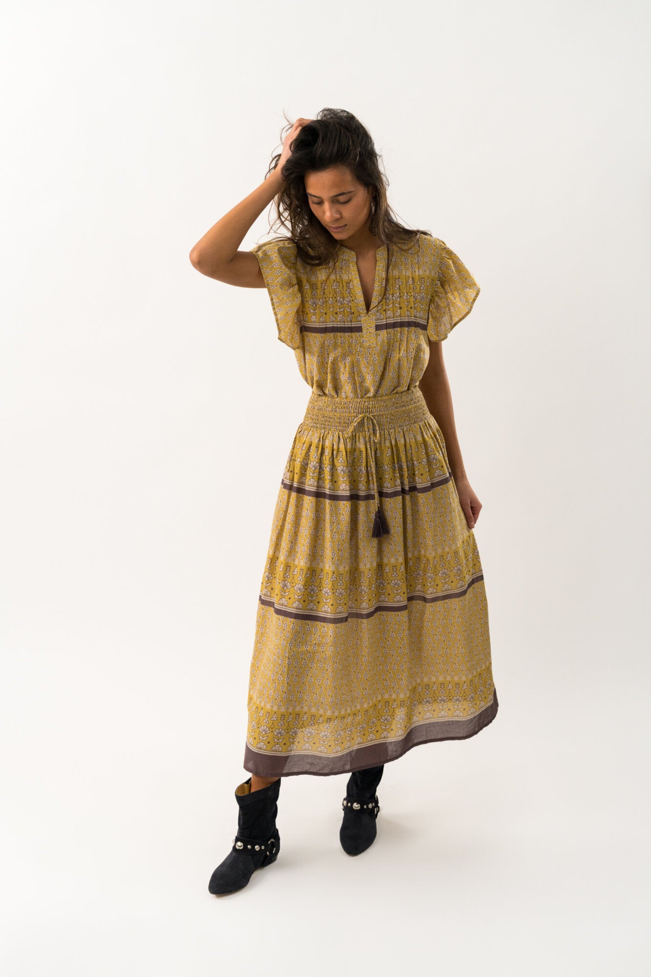Diamond Maxi nederdel - Mustard